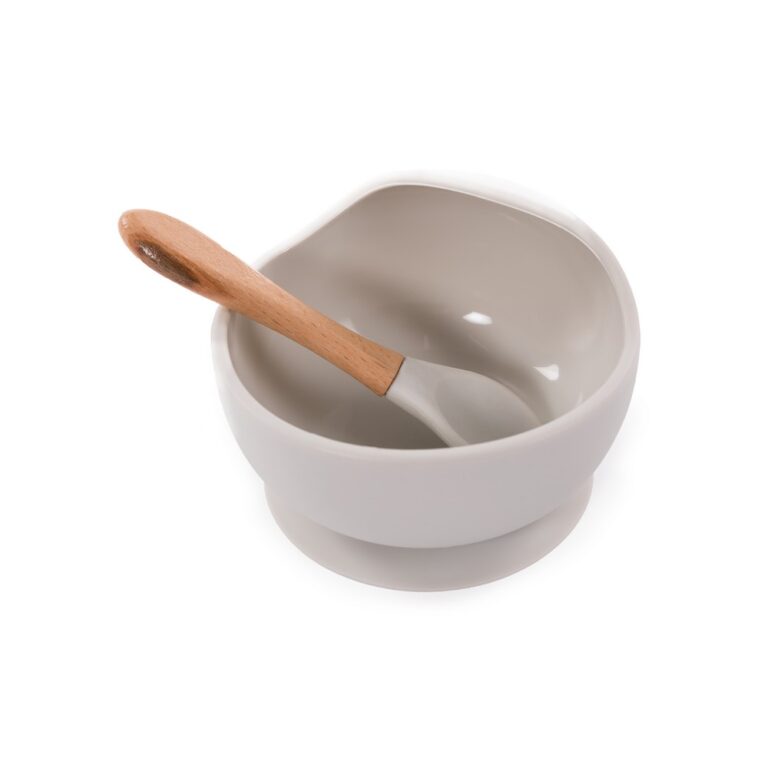 B500600 Suction Bowl Silicone & Spoon Grey