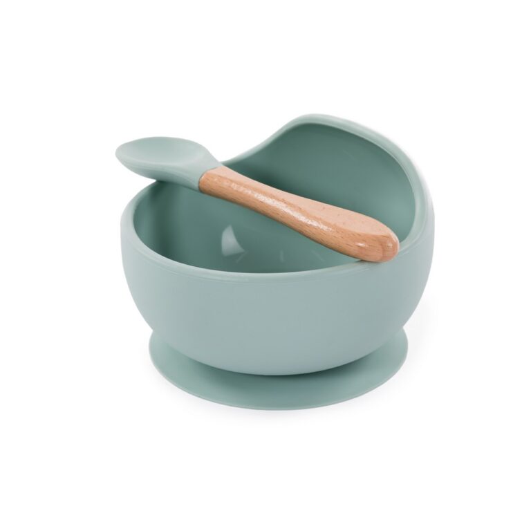 B500610 Suction Bowl Silicone & Spoon Blue