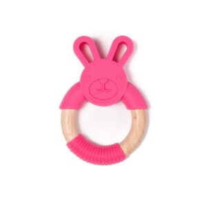 B561100 Wood Teether Rabbit Pink