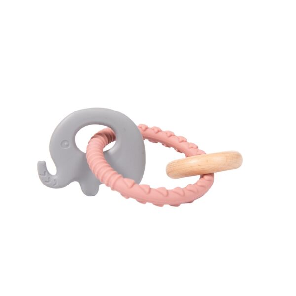 B931040 Rattle Ring Elephant Pink