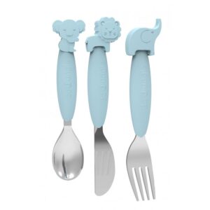 b silicone spoon fork knife set blue