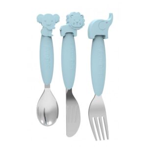 b silicone spoon fork knife set blue