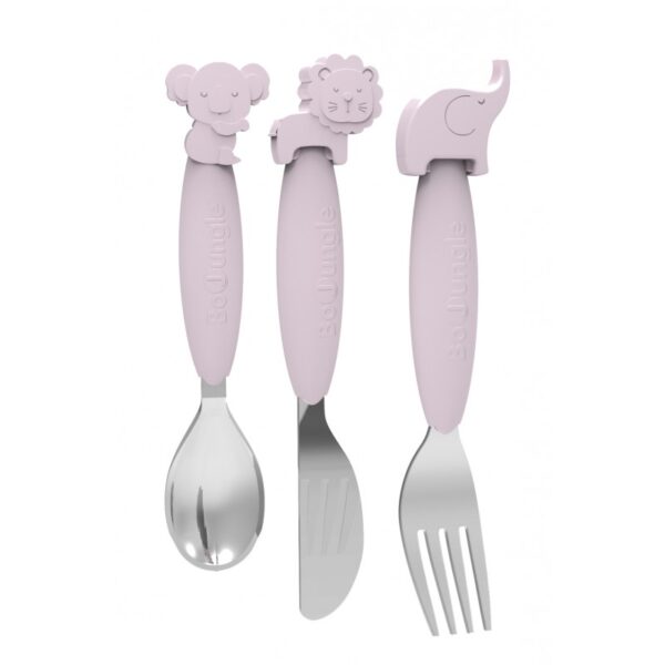 b silicone spoon fork knife set pink