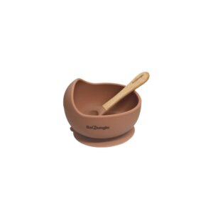 B-Taça de sucção de silicone e colher de terracota